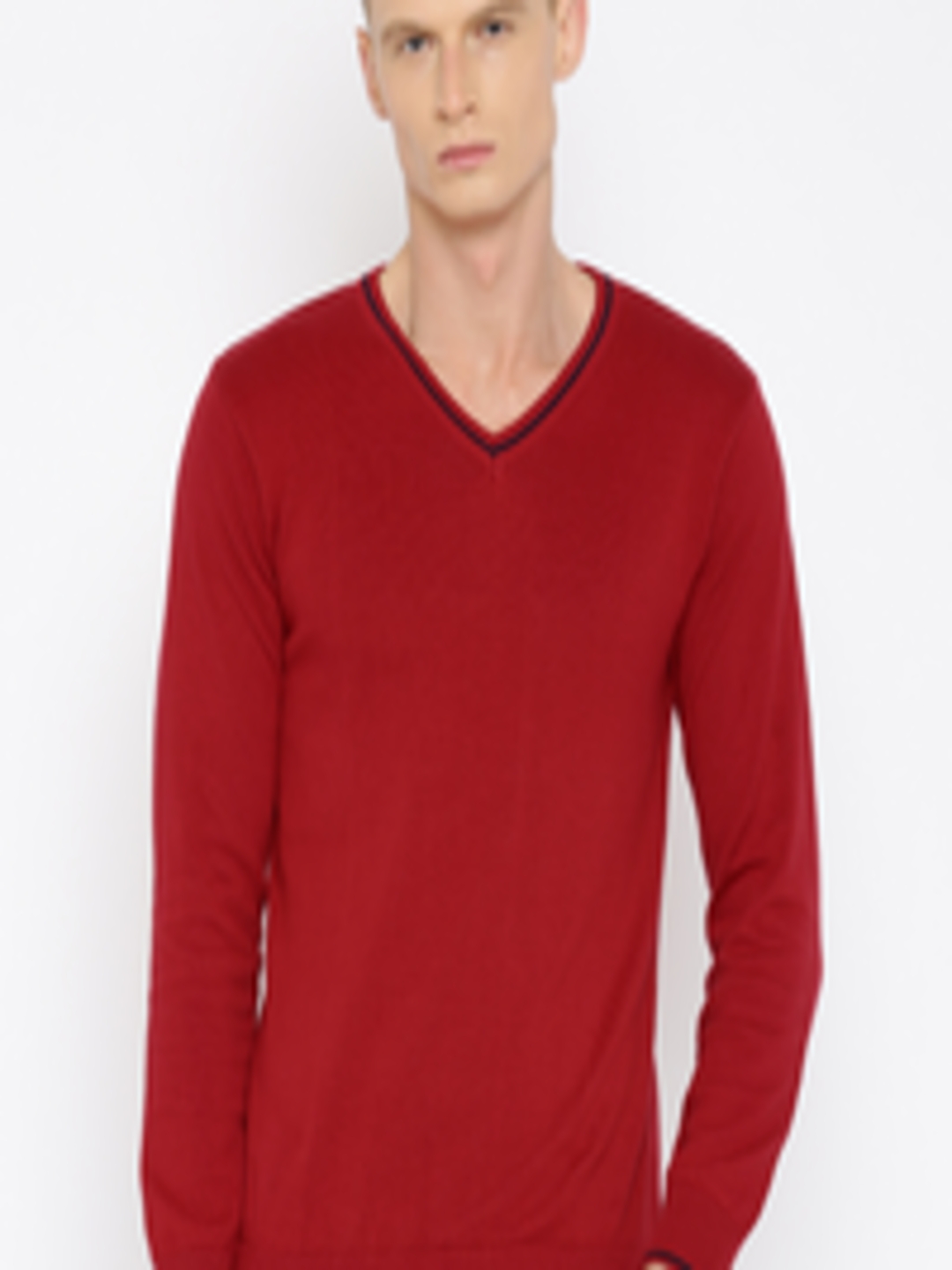 Buy People Men Red Solid Sweater - Sweaters for Men 1496092 | Myntra