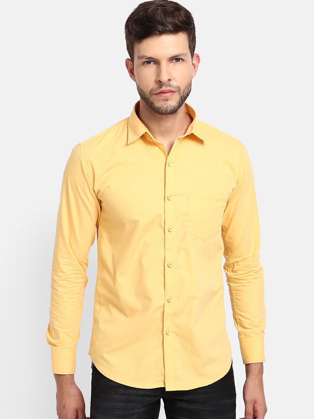 Buy V2 Value & Variety Men Mustard Yellow Casual Shirt - Shirts for Men ...