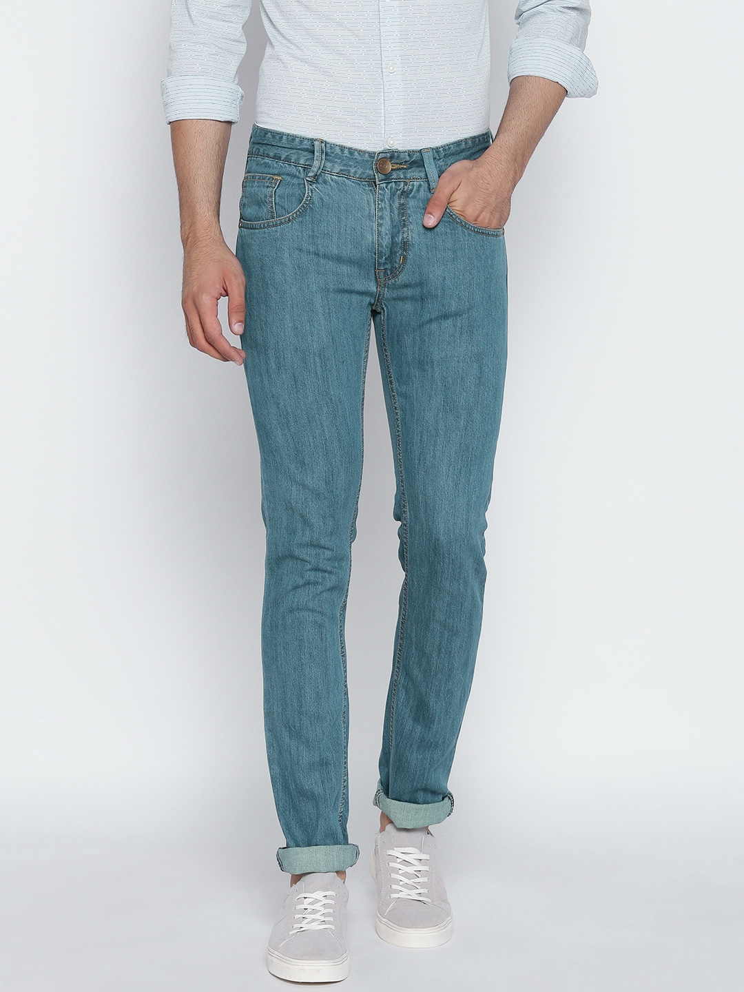 Buy People Men Blue Slim Fit Mid Rise Clean Look Jeans - Jeans for Men ...