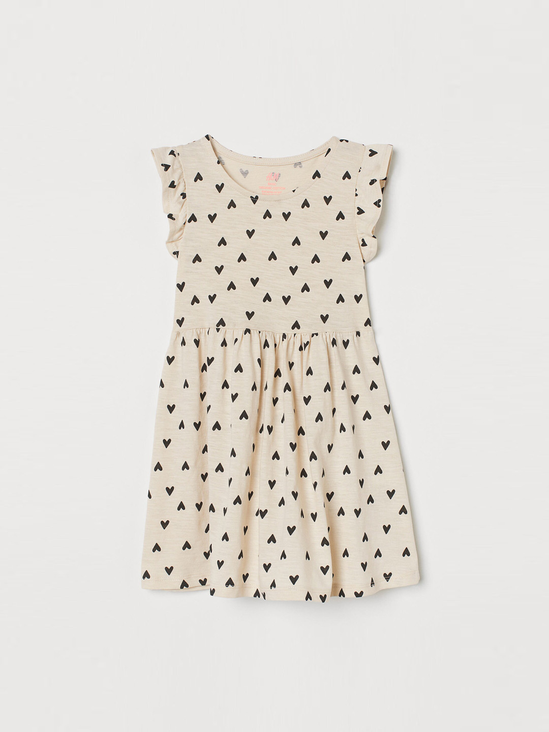 Buy H&M Girls Beige & Black Heat Printed Cotton Jersey Dress Dresses