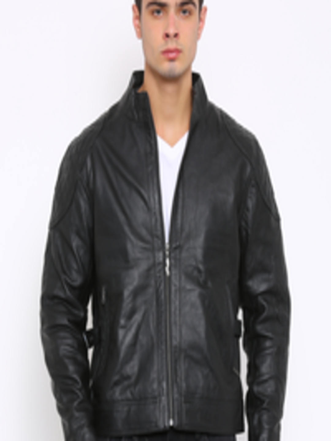 Buy Ed Hardy Black Leather Biker Jacket - Jackets for Men 1496565 | Myntra