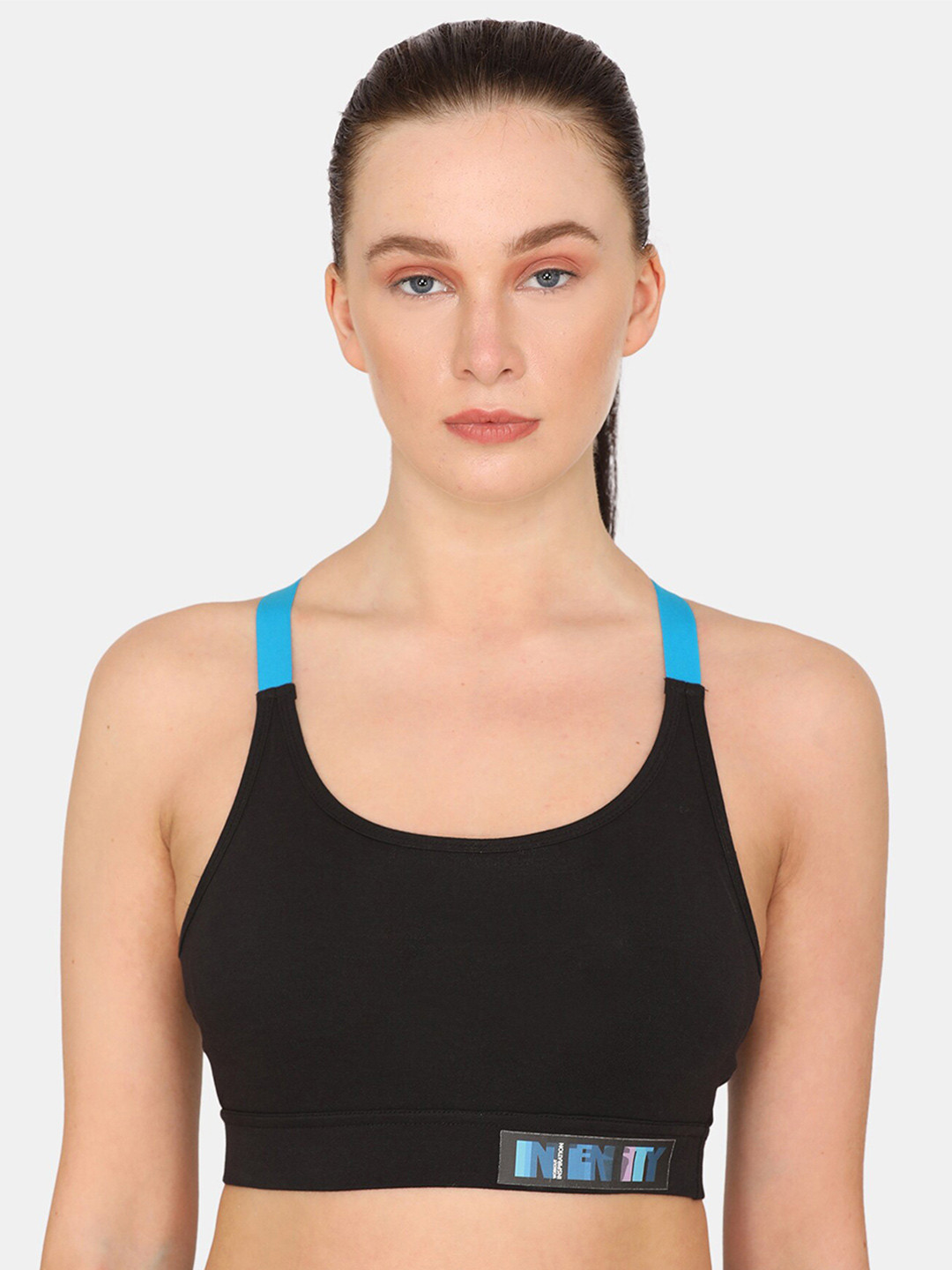 Buy Zelocity By Zivame Black Solid Removable Padding Non Wired All Day Comfort Sports Bra Bra