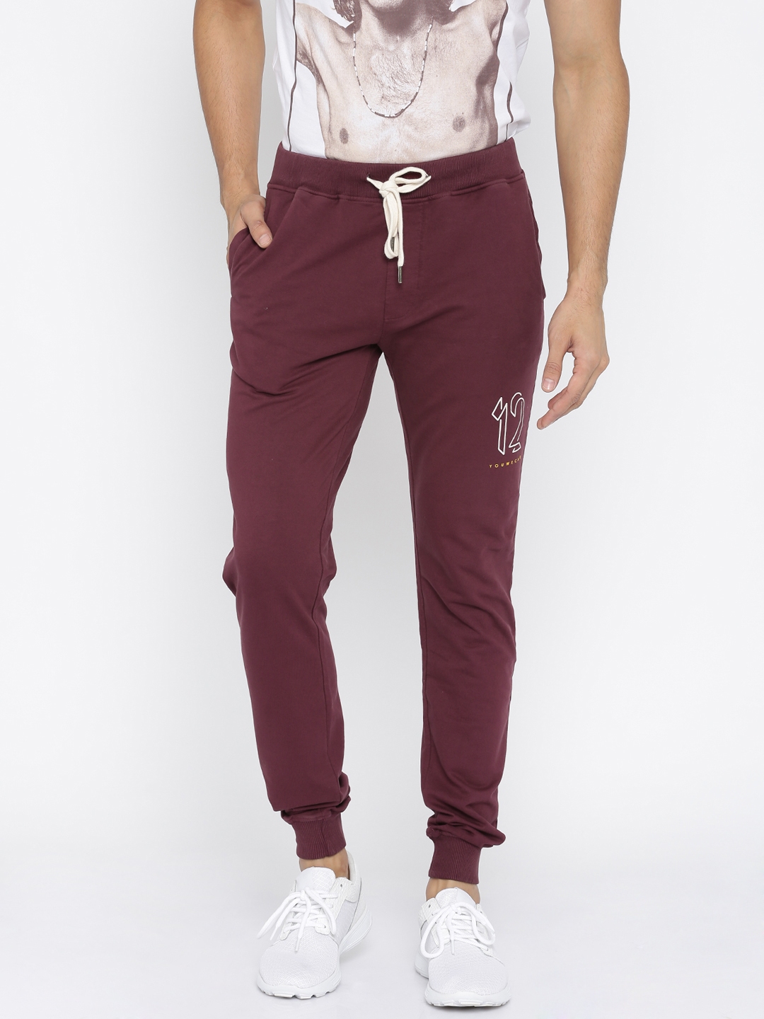 burgundy track pants mens