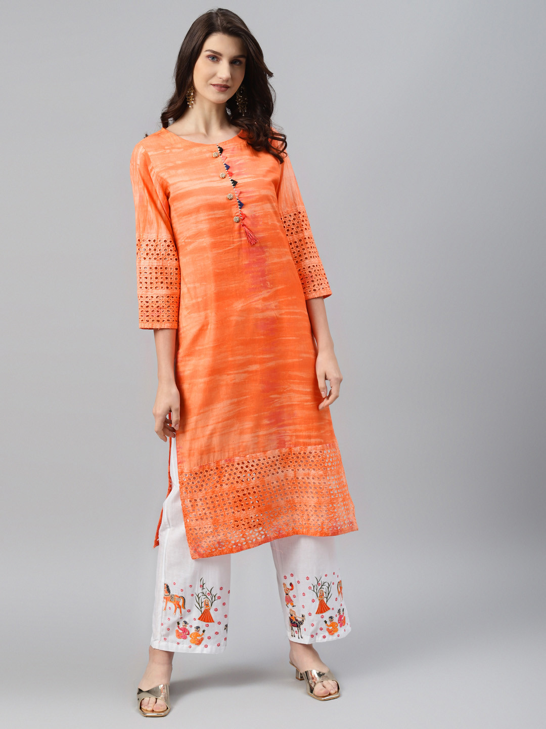 Women Peach-Coloured Kurta Set main image 1