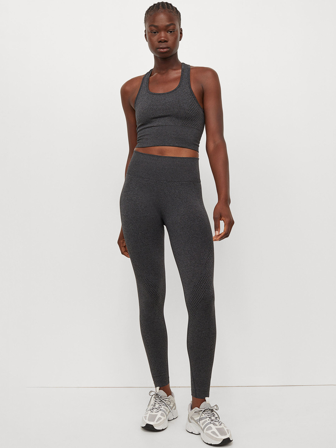 Buy H&M Women Grey Solid Seamless Sports Tights Tights for Women
