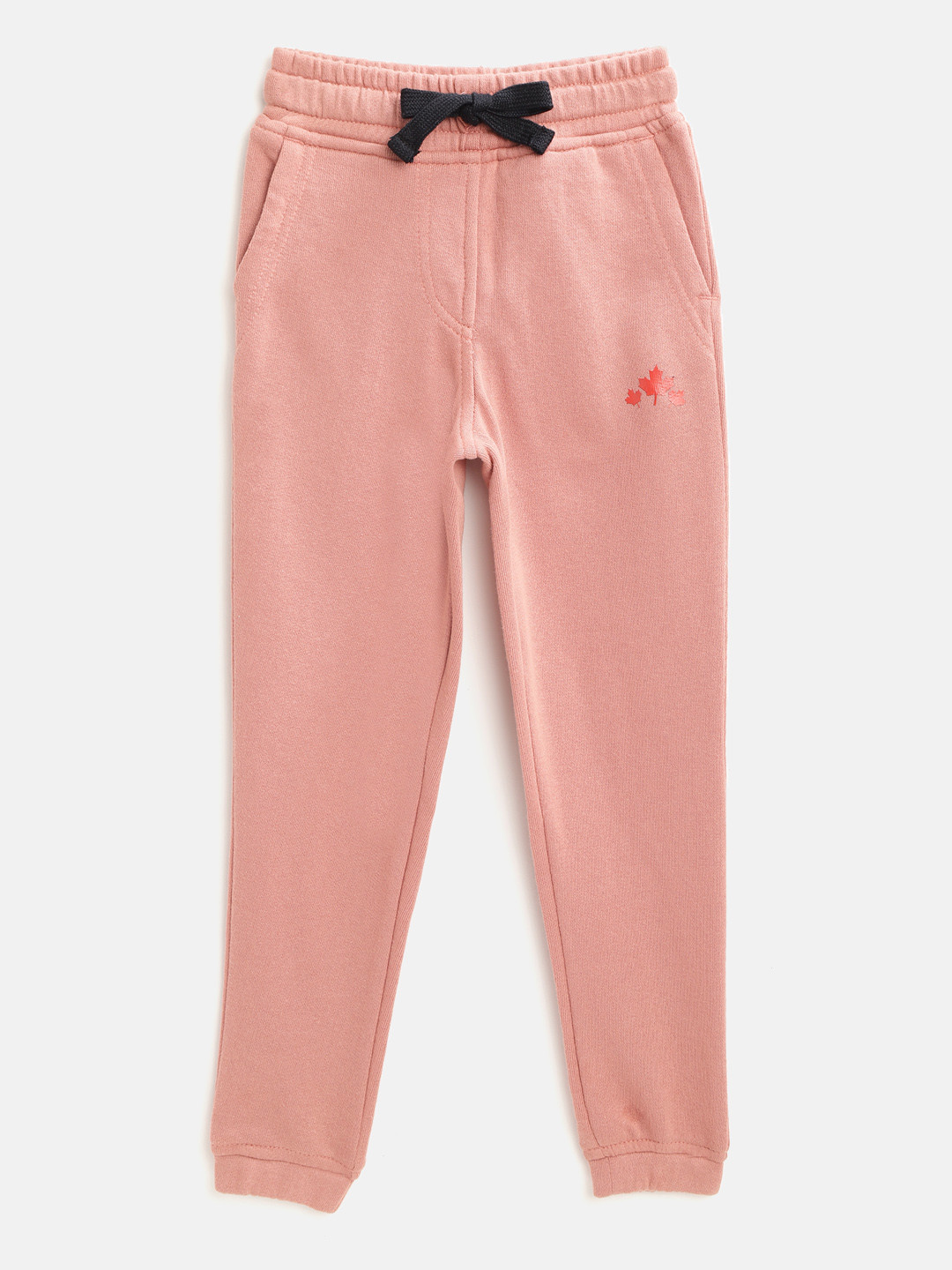Buy Rute Girls Peach Coloured Solid Pure Cotton Joggers Track Pants