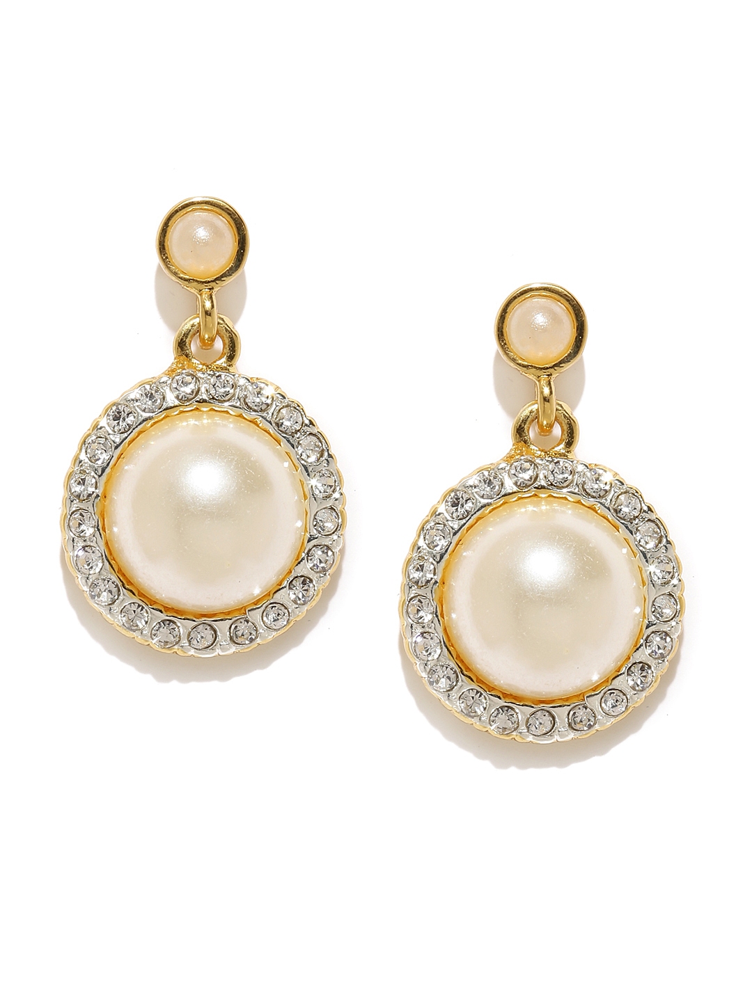 Buy Estelle Gold Toned Stone Studded Pearl Drop Earrings - Earrings for Women 1498928 | Myntra
