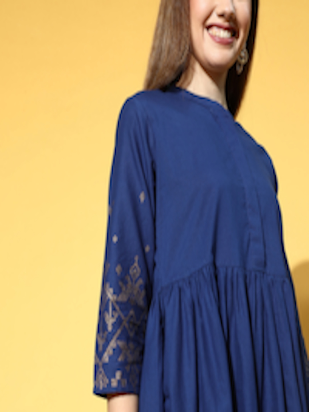 Buy Sangria Women Stunning Blue Ethnic Motifs Dress - Ethnic Dresses ...