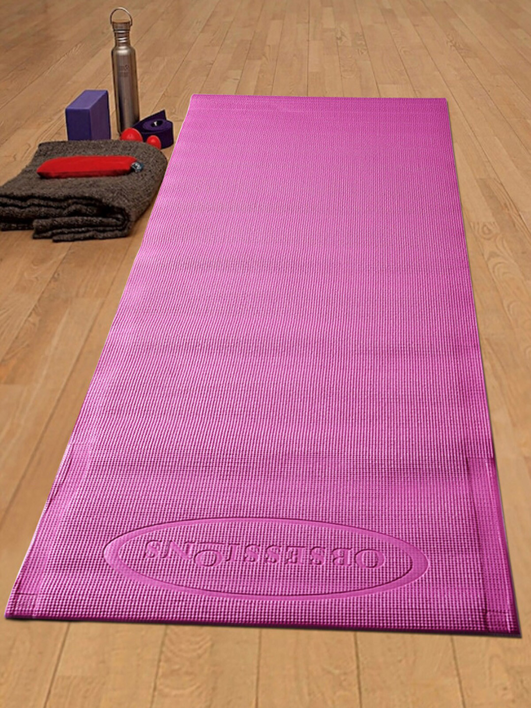 Buy OBSESSIONS Pink Solid Rejuvenating Yoga Mat Yoga Mats for Unisex