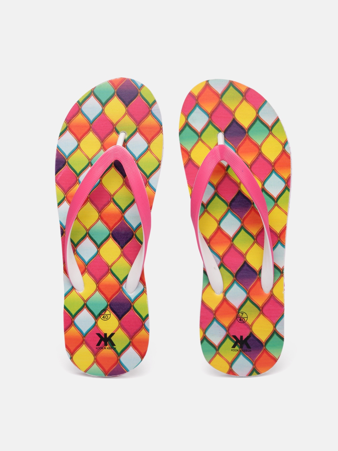 Buy Kook N Keech Women Multicoloured Printed Thong Flip Flops - Flip ...