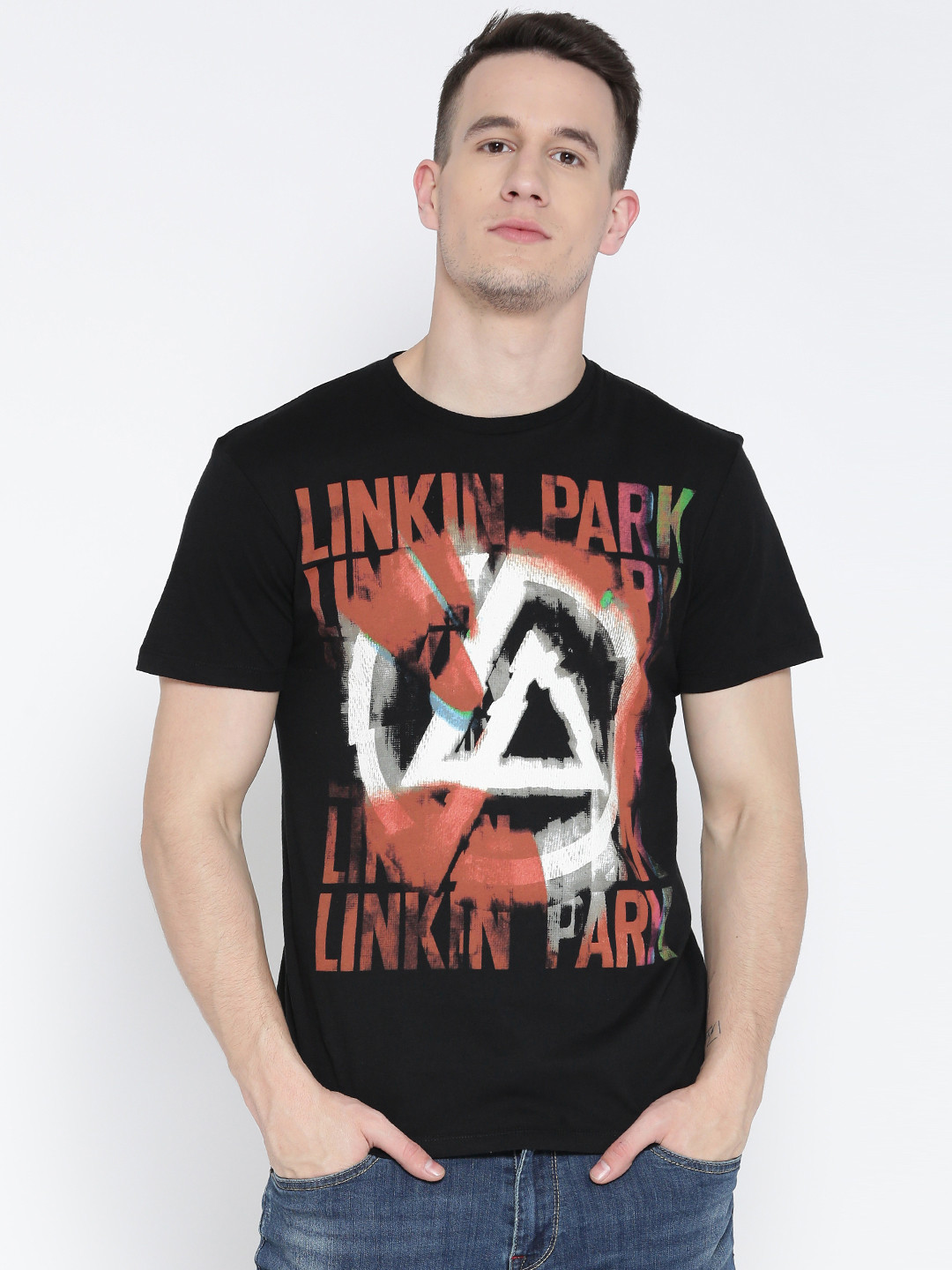 Buy Free Authority Men Black LINKIN PARK Printed T Shirt Tshirts for