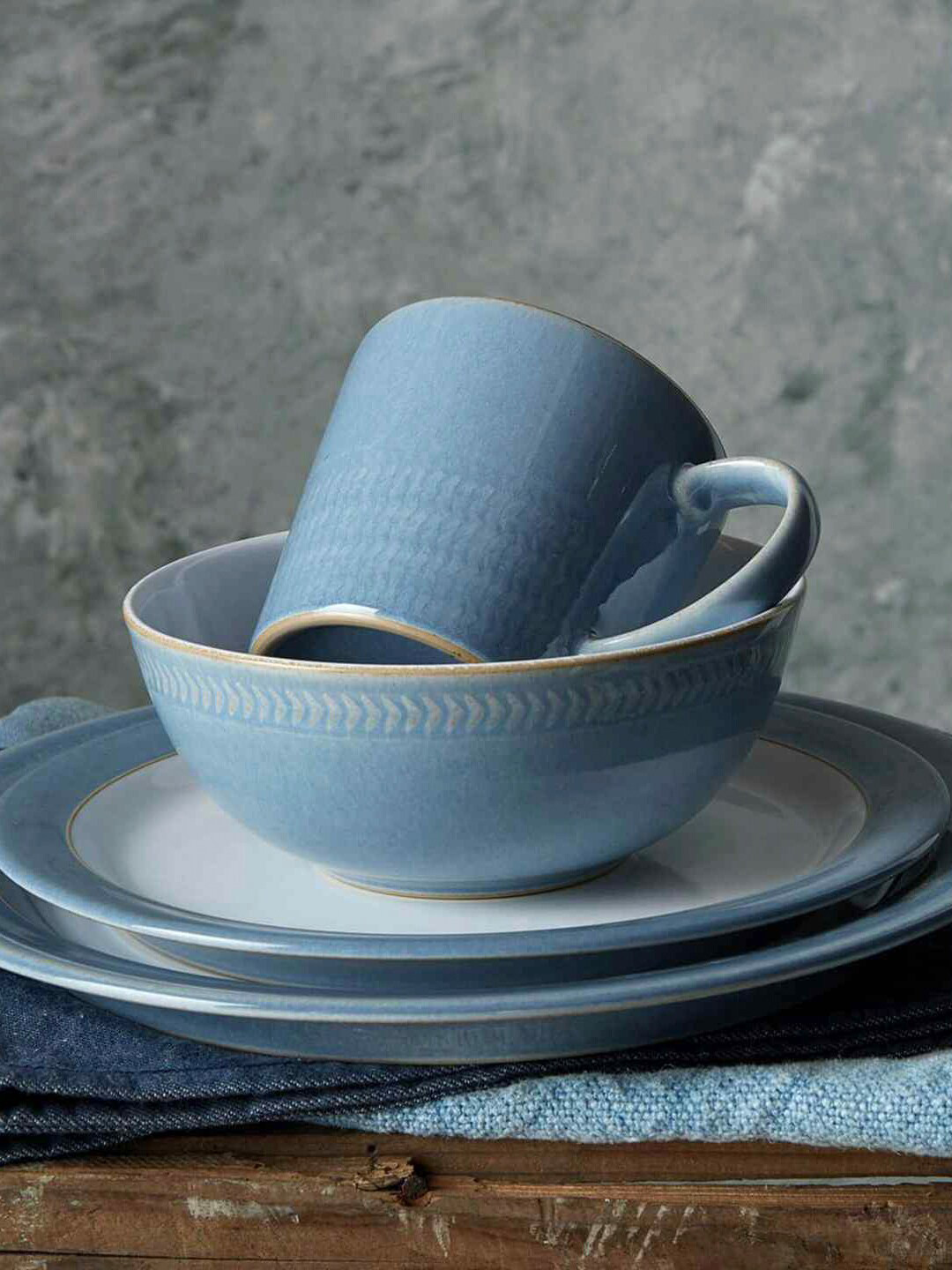 Buy Denby Natural Denim Textured Cereal Bowl Dinnerware for Unisex