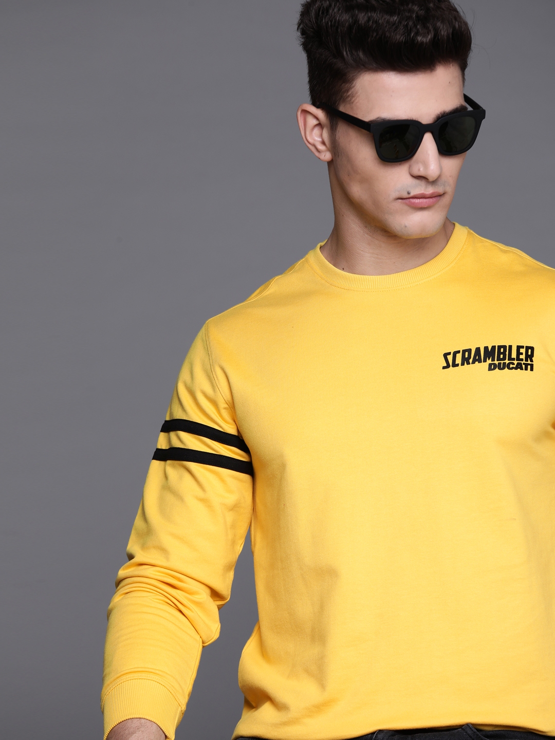 Buy Ducati Scrambler Men Yellow Printed Detail Sweatshirt - Sweatshirts ...