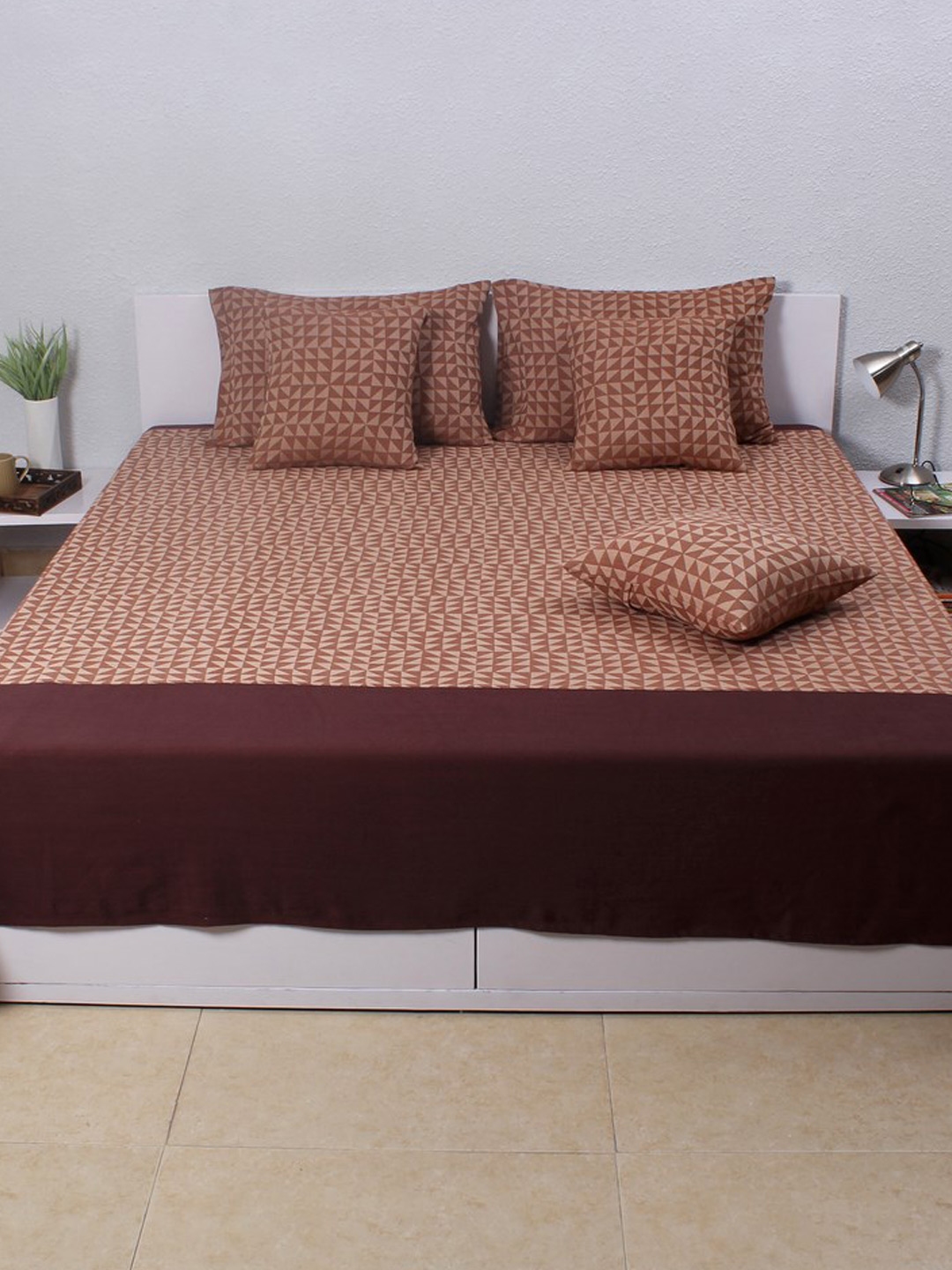 Buy House This Brown Cotton Printed Double Bed Cover Bed Covers for