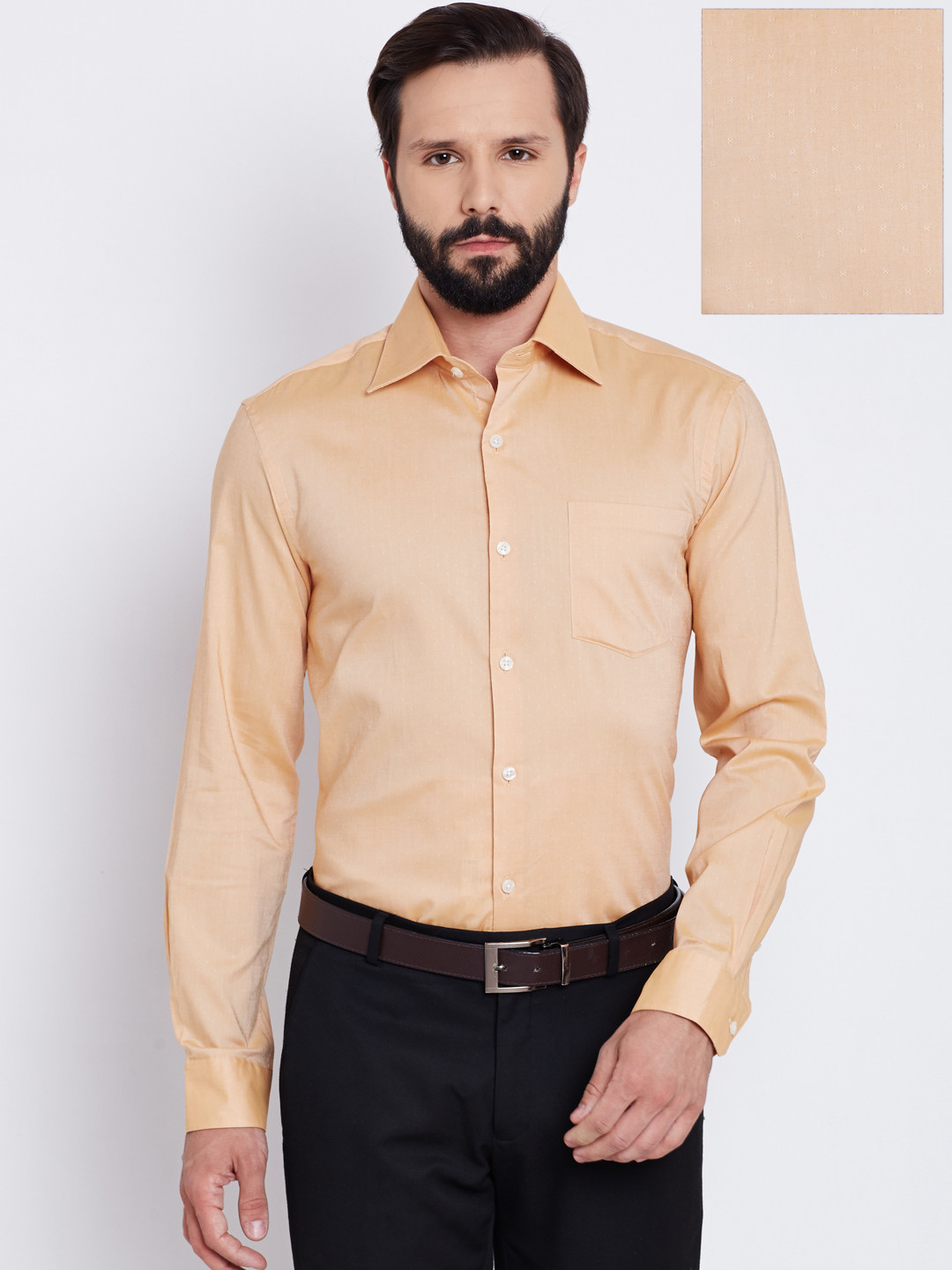 Buy Arrow Men Light Orange Slim Fit Self Design Formal Shirt Shirts