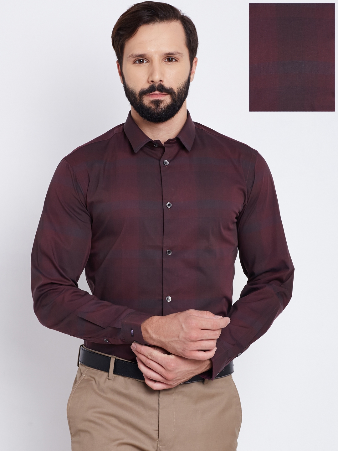 mens burgundy formal shirt