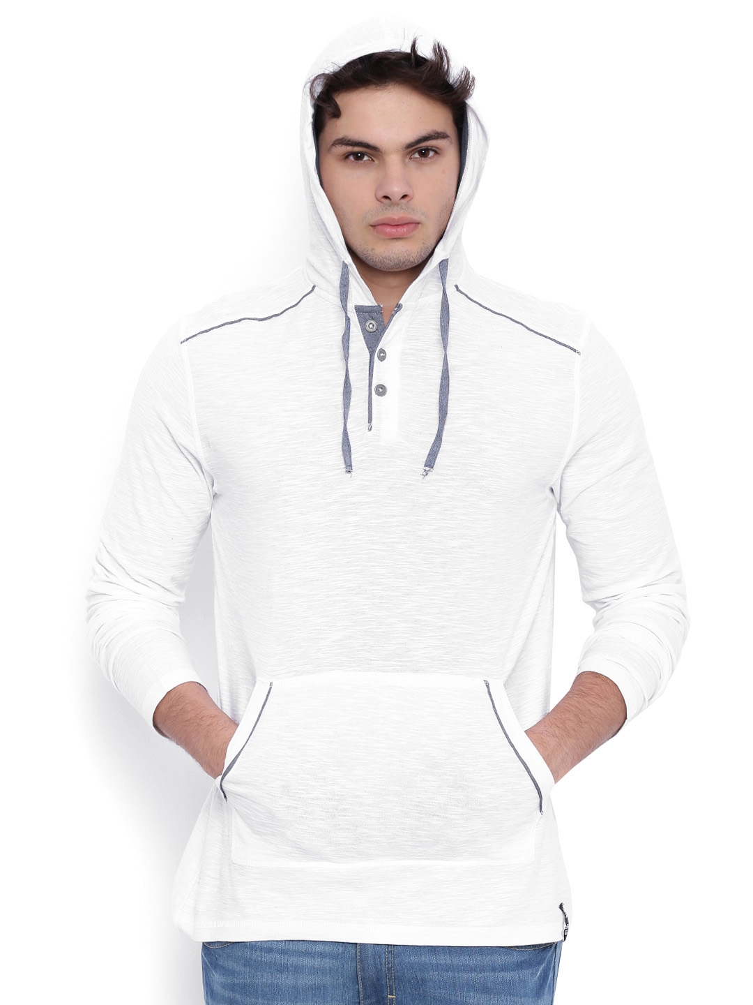 Buy ARISE Men White Solid Hooded T Shirt - Tshirts for Men 1500664 | Myntra