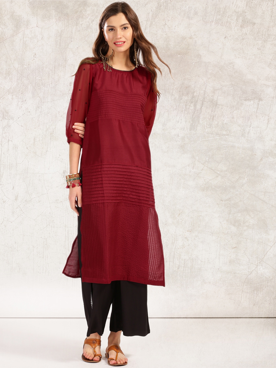 anouk maroon kurta set