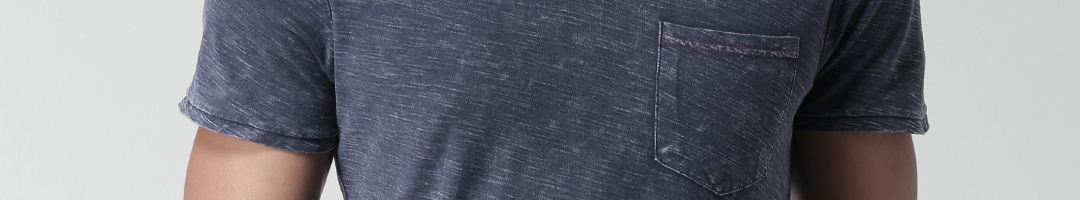 Buy BLEND Men Navy Blue Solid Slim Fit V Neck T Shirt - Tshirts for Men ...