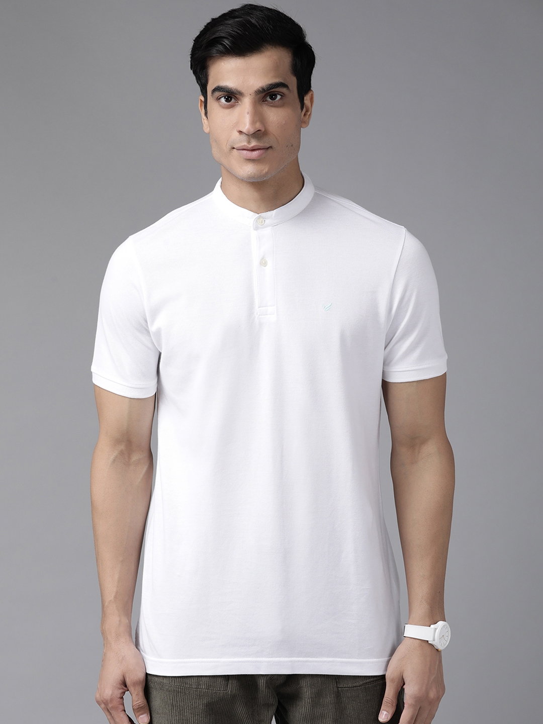 Buy Blackberrys Men White Solid Polo Collar Pure Cotton T Shirt ...