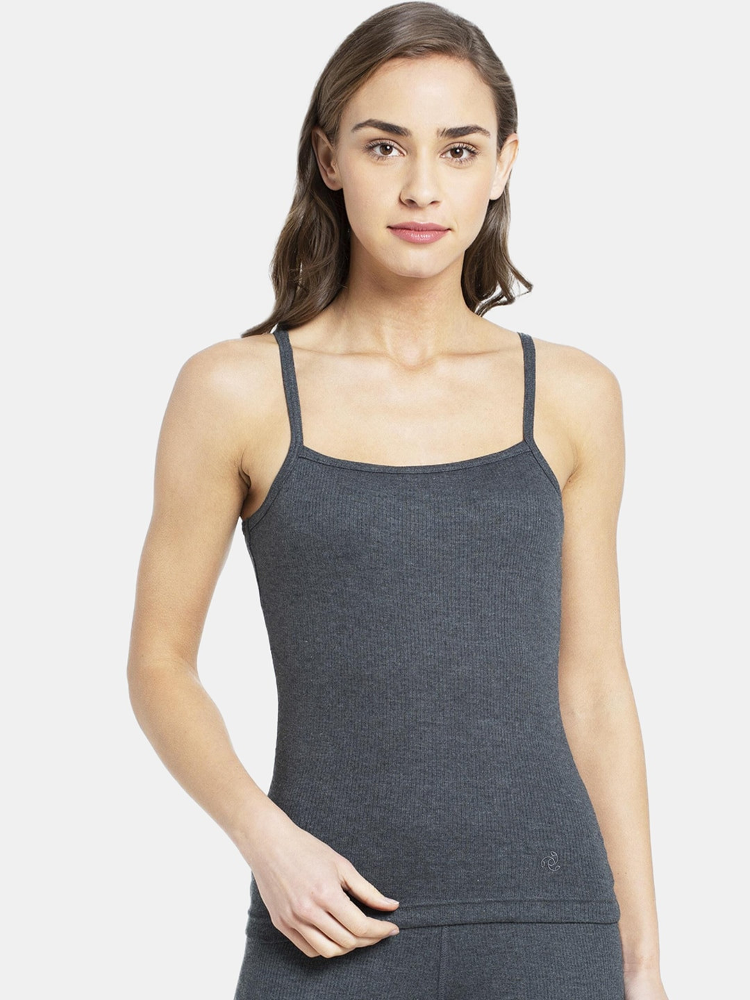 Buy Jockey Women Charcoal Grey Solid Thermal Spaghetti Top Thermal