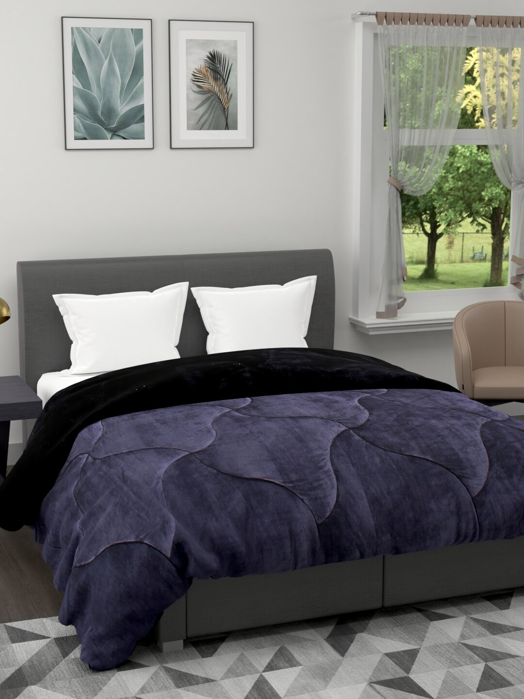 Buy A Homes Grace Black & Grey Heavy Winter 850 GSM Double Bed Quilt ...