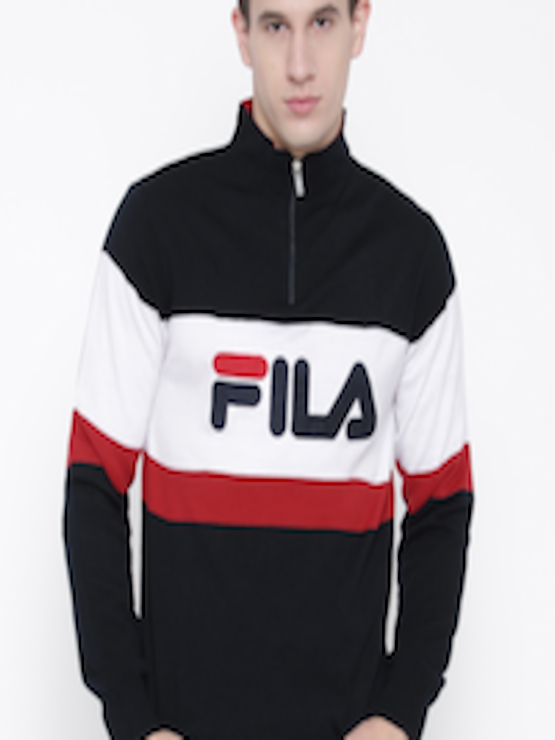 Buy FILA Men Navy Tally Colourblocked Sweater - Sweaters for Men ...