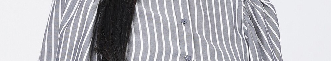 Buy Tokyo Talkies Women Grey Striped Casual Shirt - Shirts for Women ...