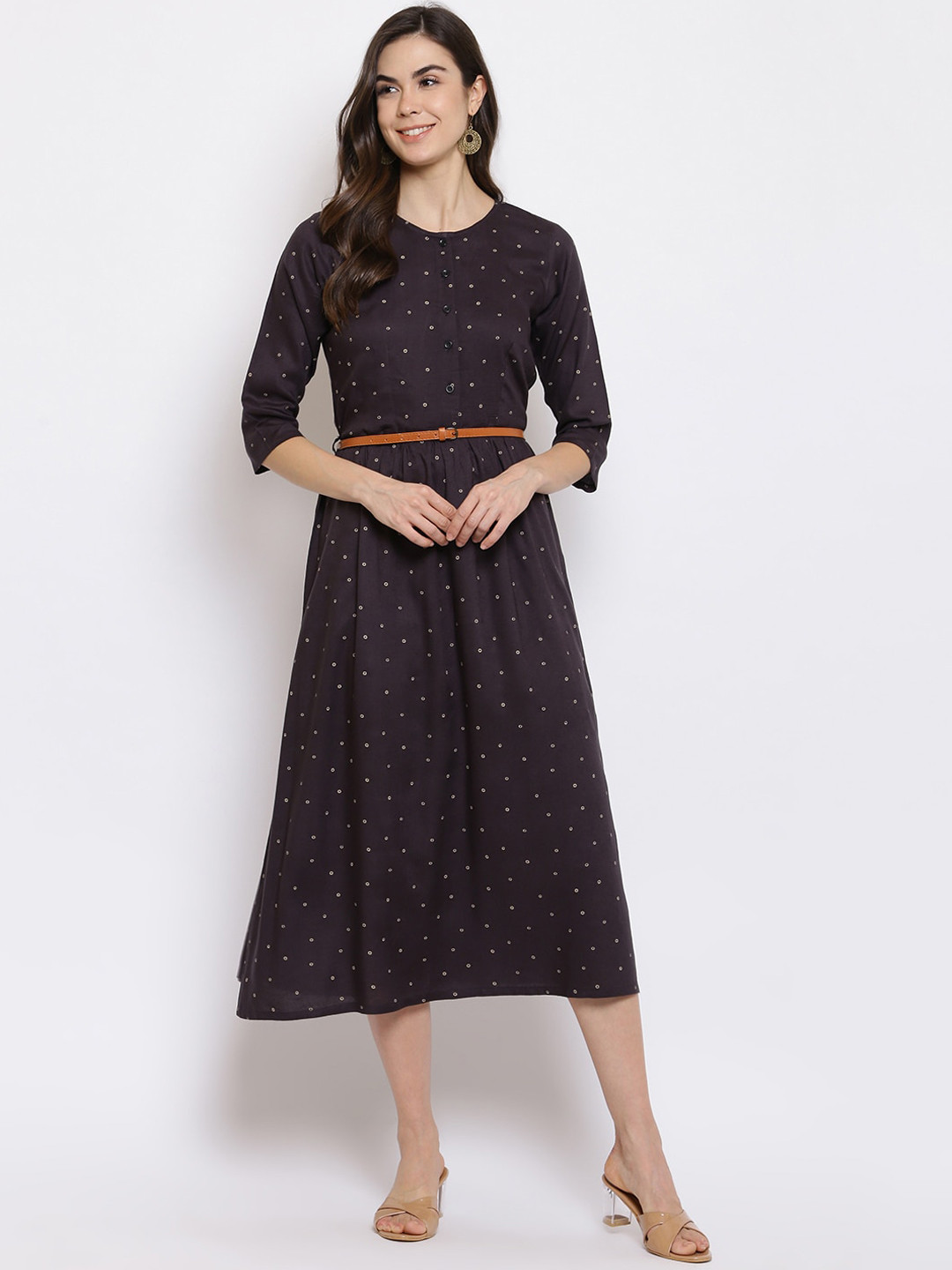 Buy Mayra Charcoal Midi Dress Dresses for Women 15029202 Myntra