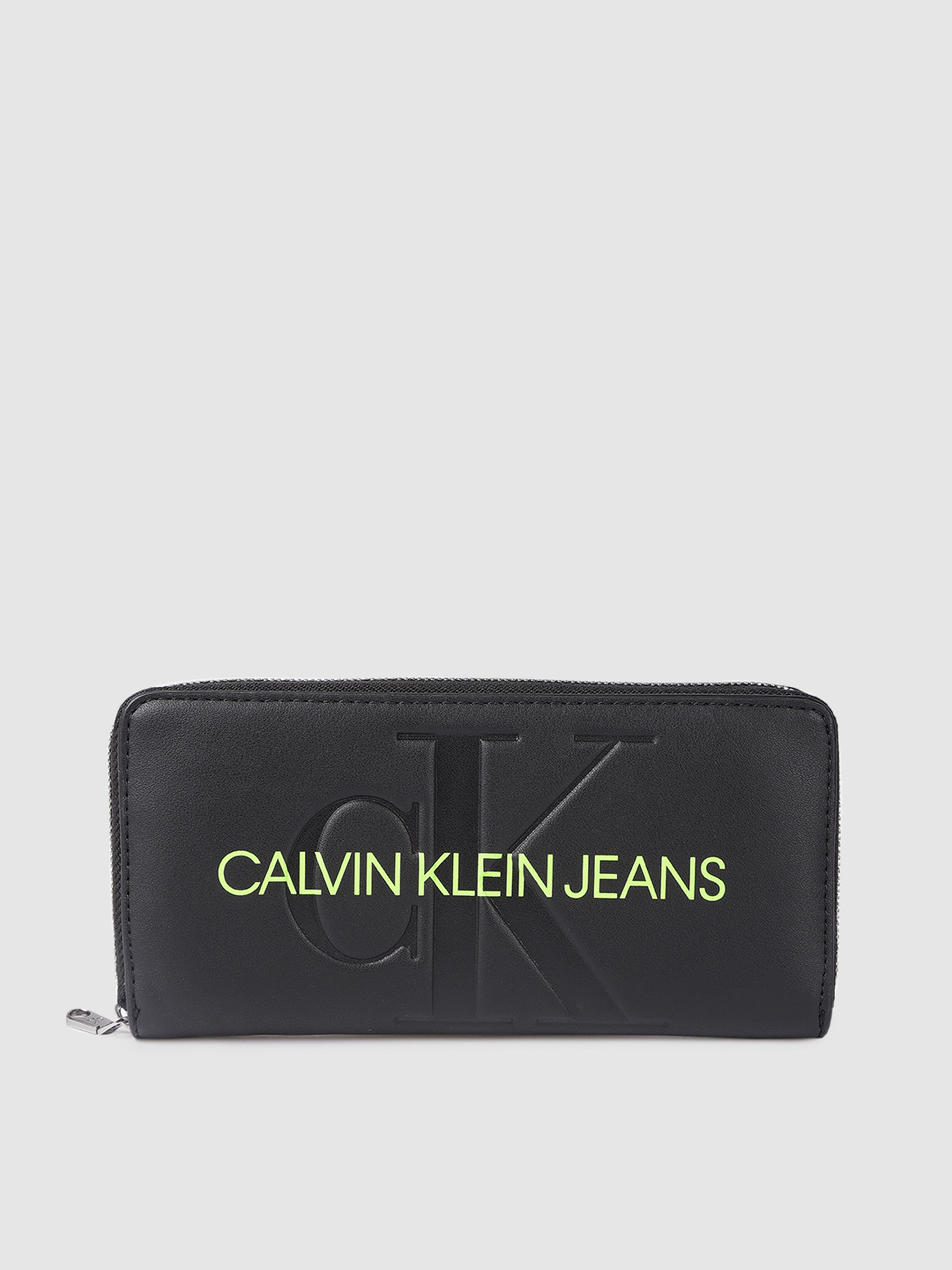Buy Calvin Klein Women Black Typography Printed Sculpted Zip Around Wallet Wallets for Women