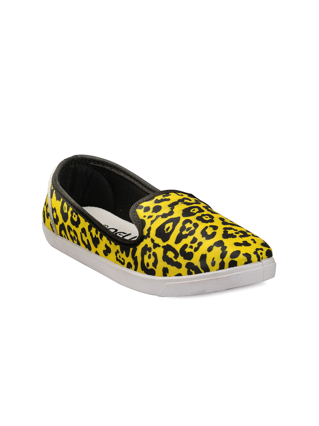 Buy Nell Women Yellow & Black Printed Regular Slip On Sneakers Casual