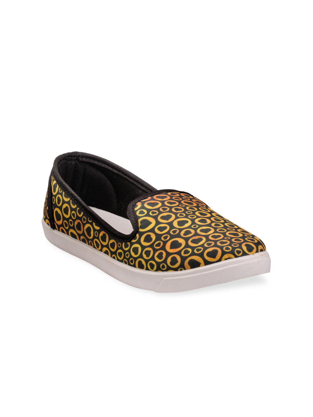 Buy Nell Women Yellow Printed Regular Slip On Sneakers Casual Shoes