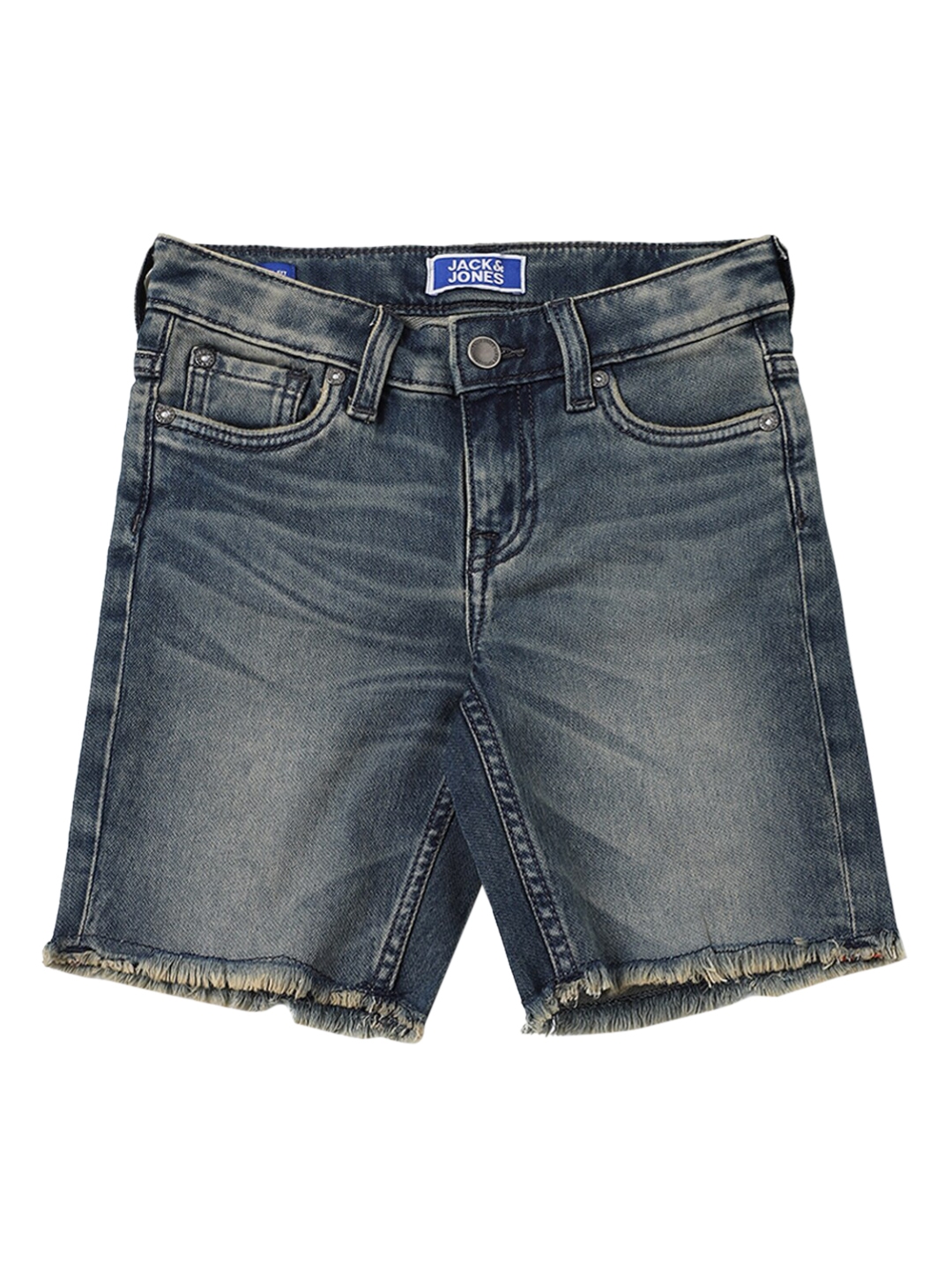 Buy Jack & Jones Boys Blue Washed Mid Rise Denim Shorts - Shorts for ...