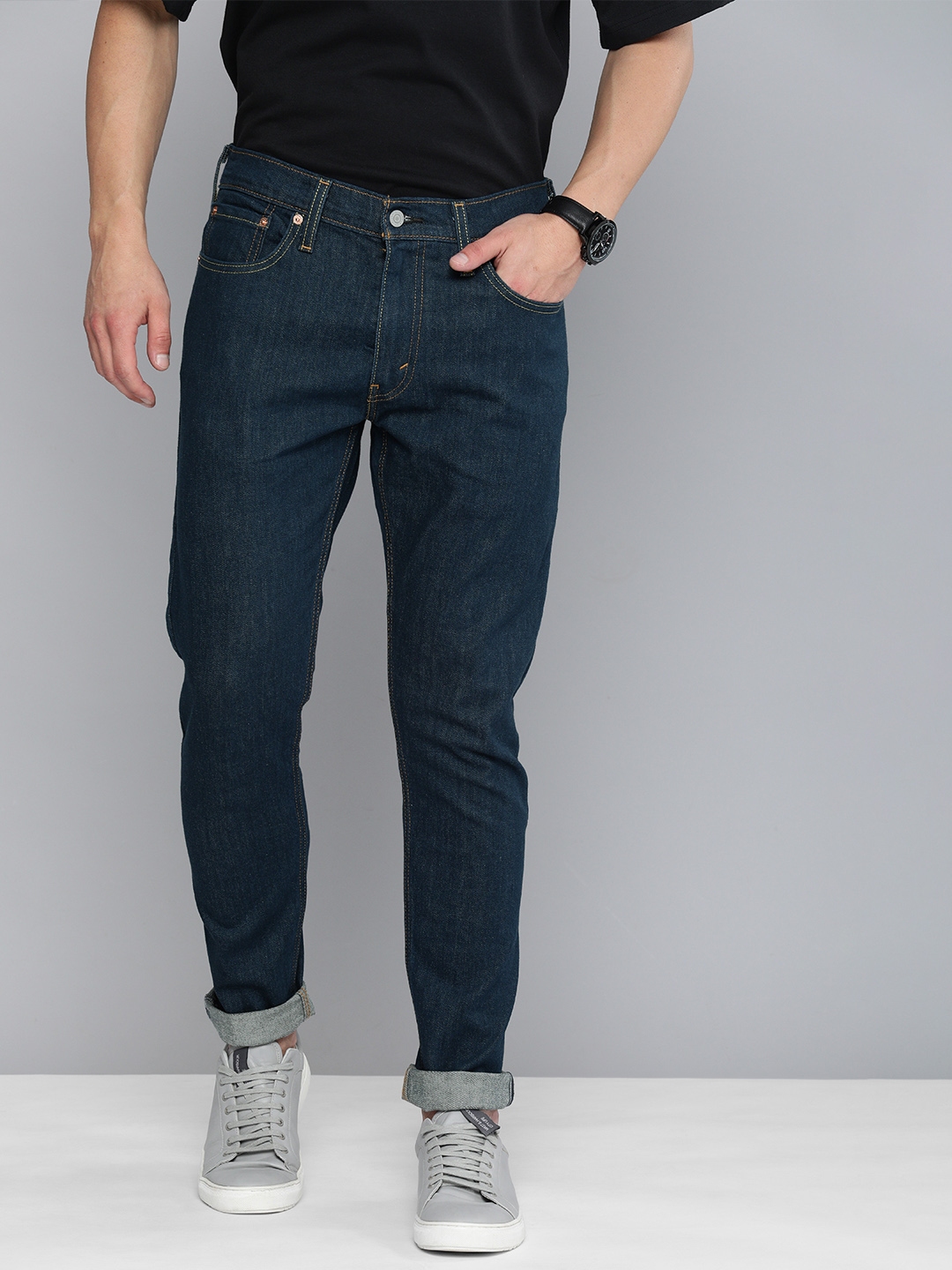 Buy Levis Men Navy Blue 512 Slim Tapered Fit Mid Rise Clean Look Stretchable Jeans Jeans For 