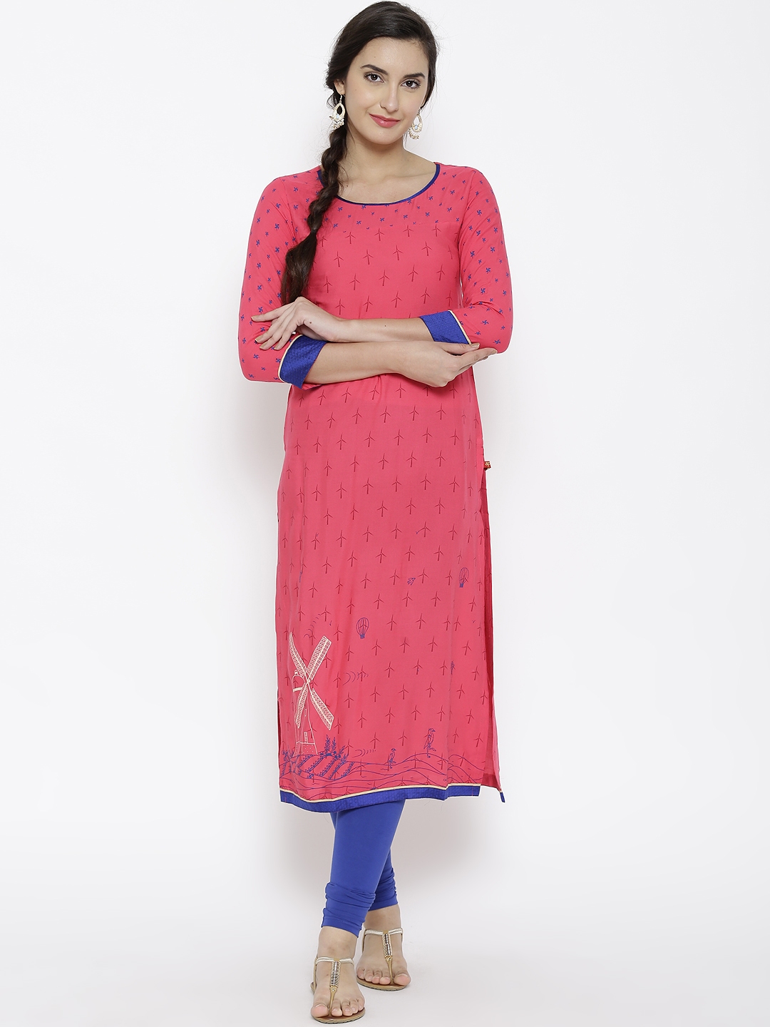 Buy Span Pink Printed Kurta - Kurtas for Women 1503965 | Myntra