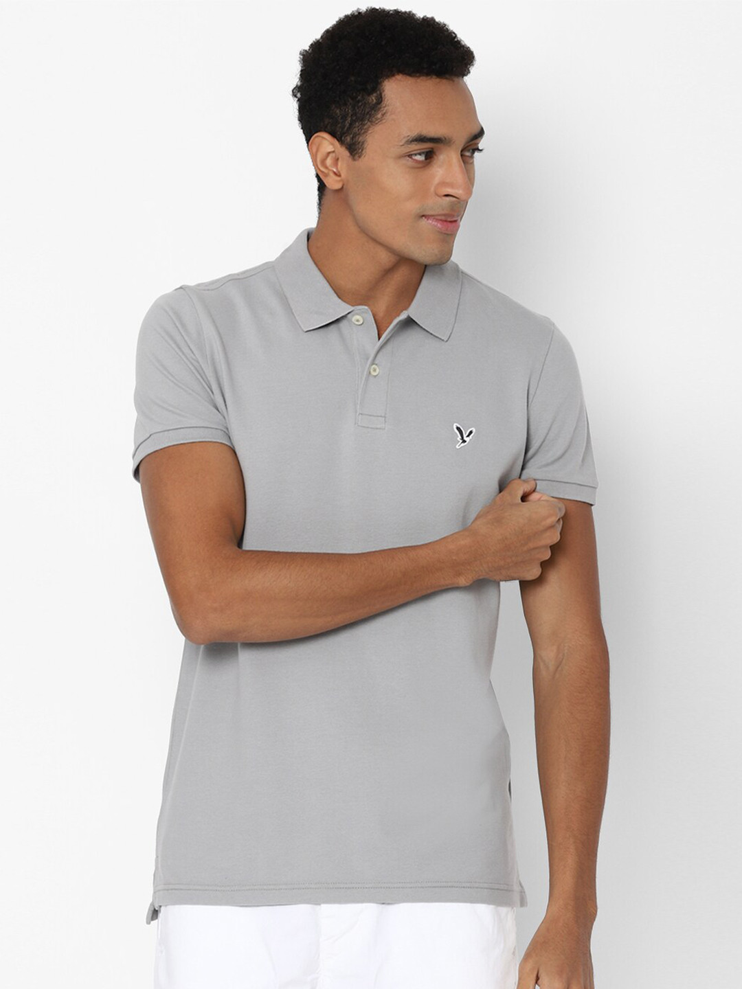 Buy AMERICAN EAGLE OUTFITTERS Men Grey Polo Collar Slim Fit T Shirt Tshirts for Men 15040942