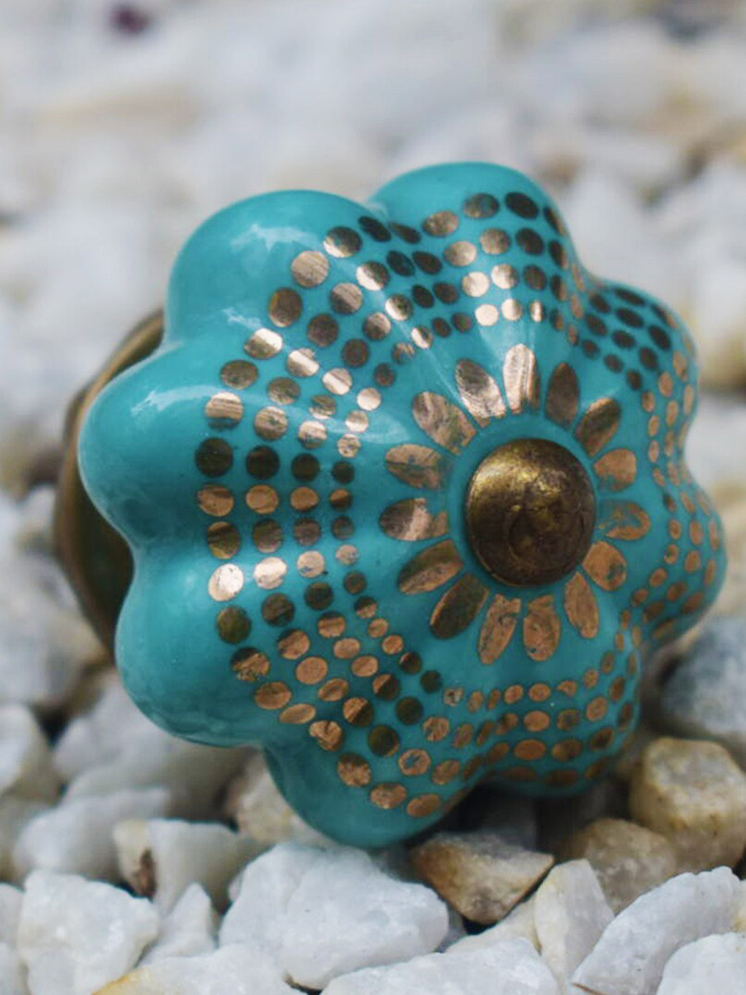 Buy The Decor Mart Set Of 6 Blue & Gold Toned Distress Brass Decorative