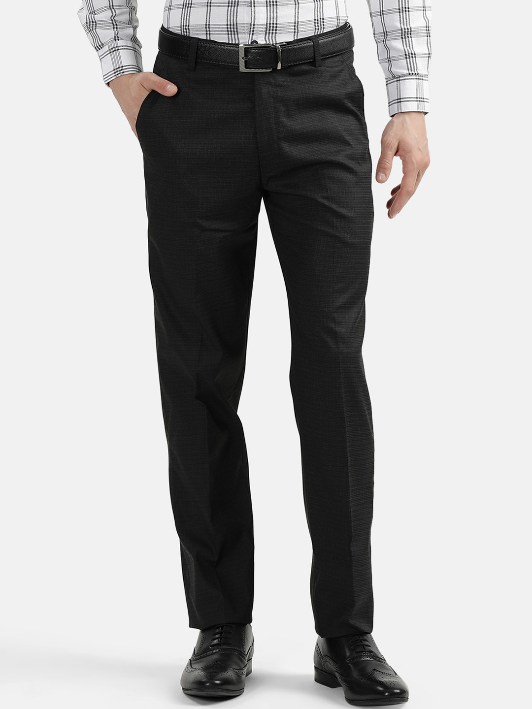 Buy V2 Value & Variety Men Charcoal Grey Formal Trousers - Trousers for ...