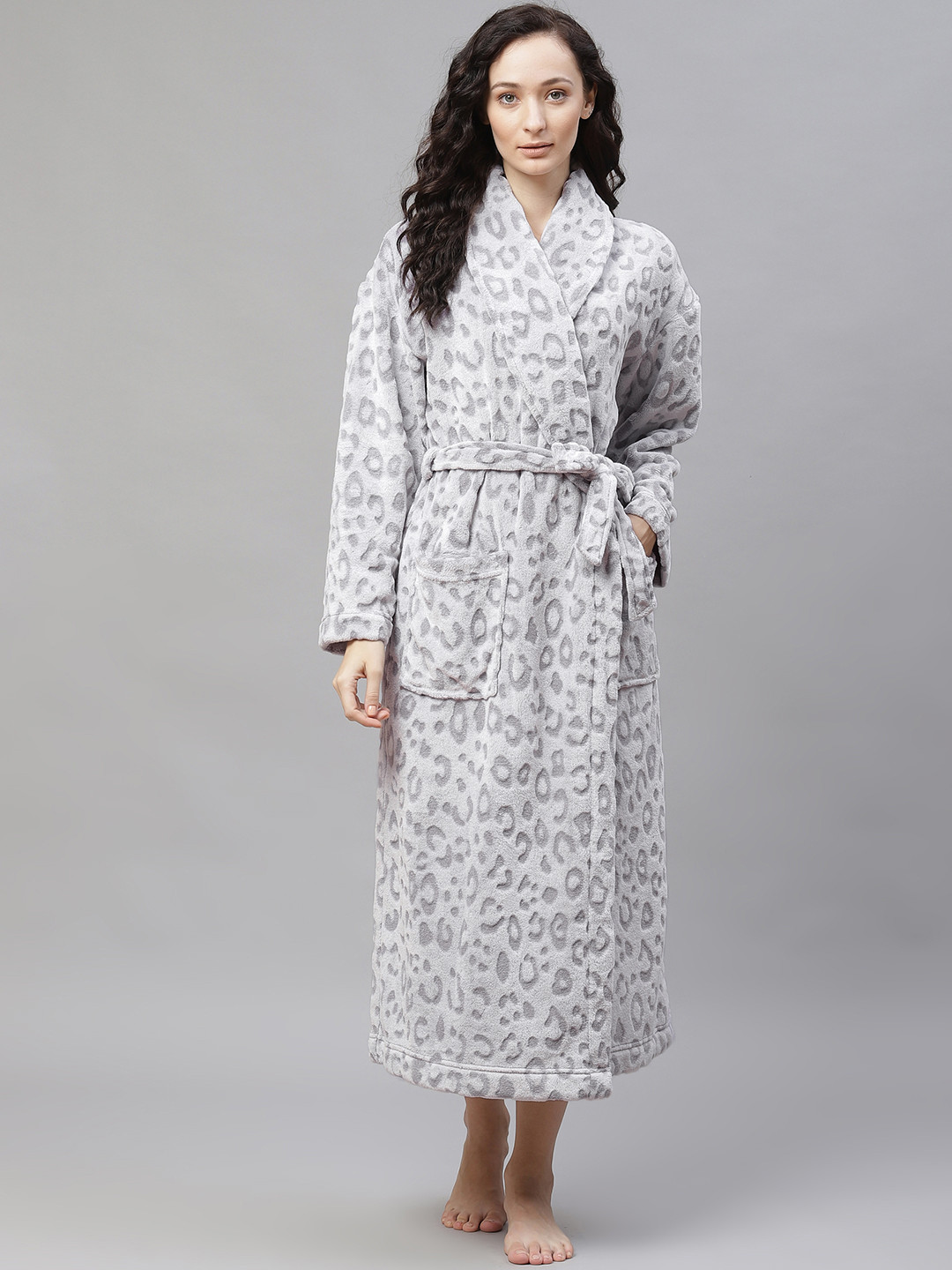 Buy Marks & Spencer Women Grey Printed Robe - Robe for Women 15048012 ...