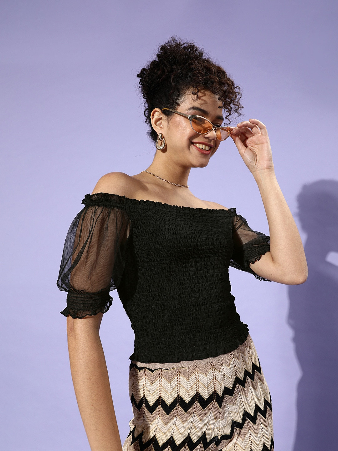 Black Smocked Top