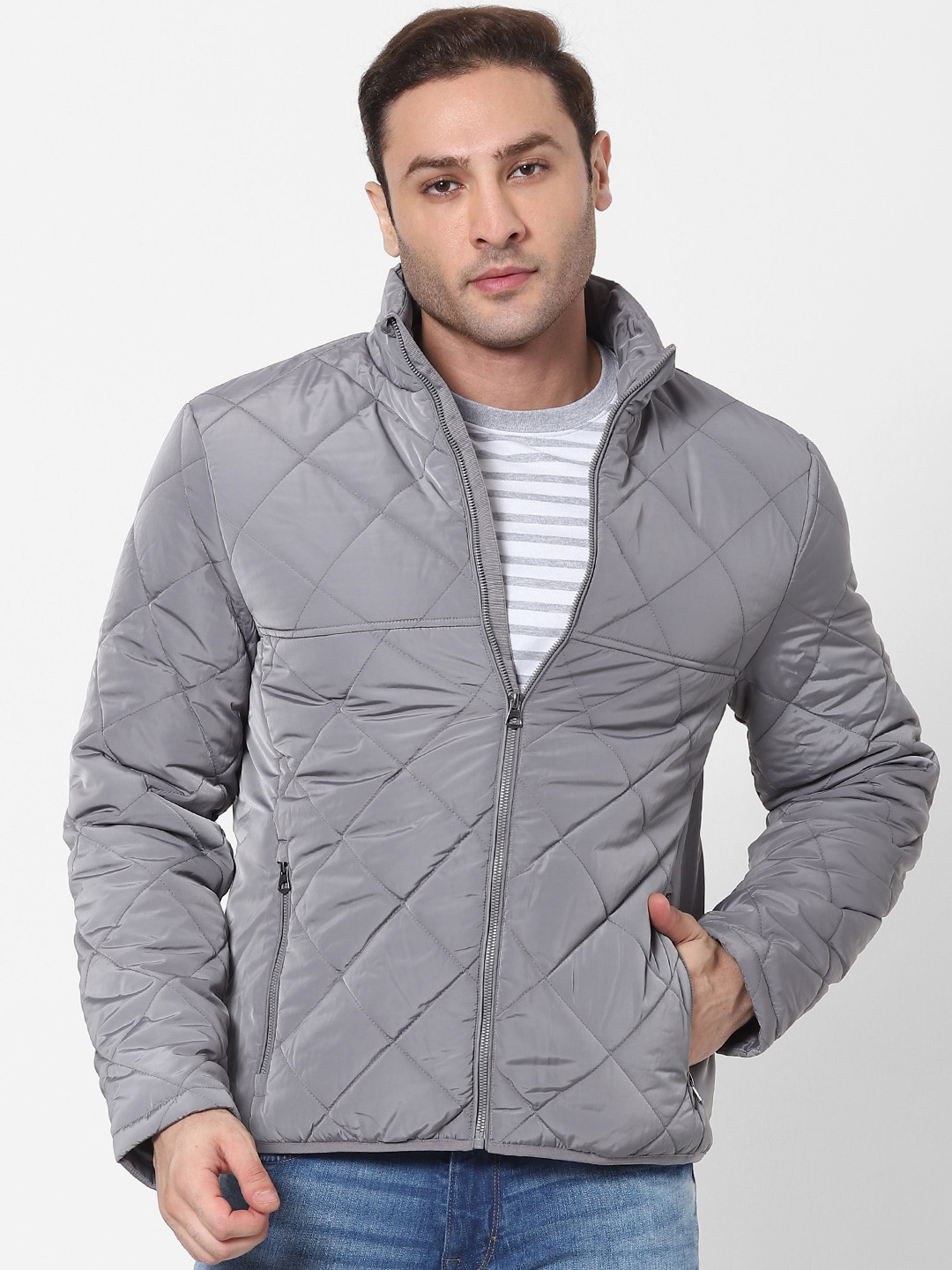 Buy Celio Men Grey Quilted Jacket Jackets for Men 15051576 Myntra