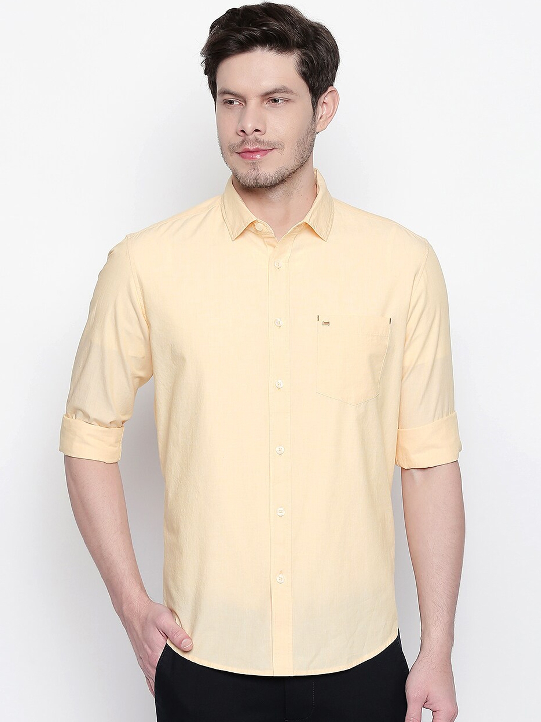 Buy Basics Men Yellow Slim Fit Casual Shirt - Shirts for Men 15058170 ...