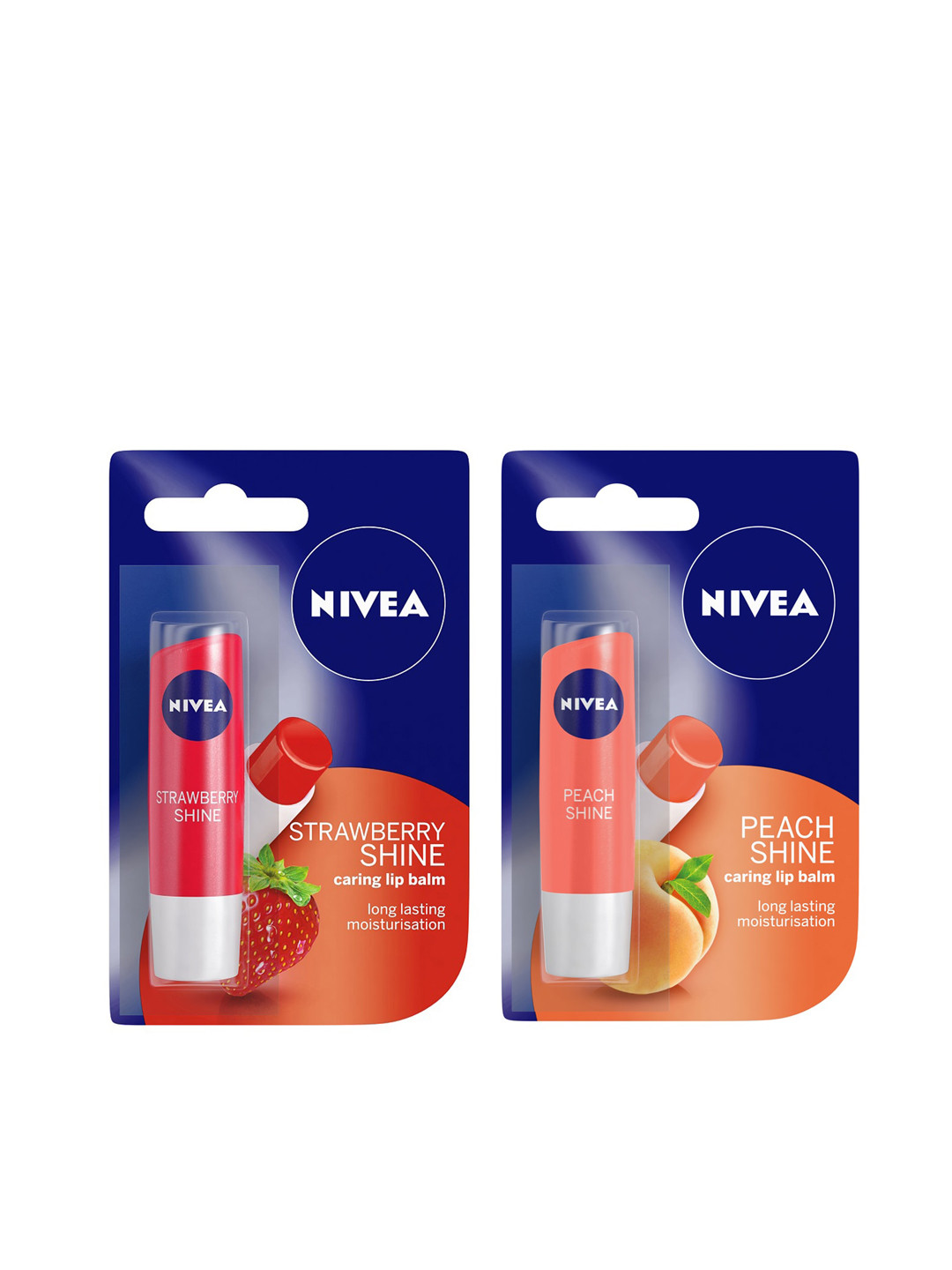 Buy Nivea Set Of Strawberry Shine & Peach Shine Caring Lip Balms Lip
