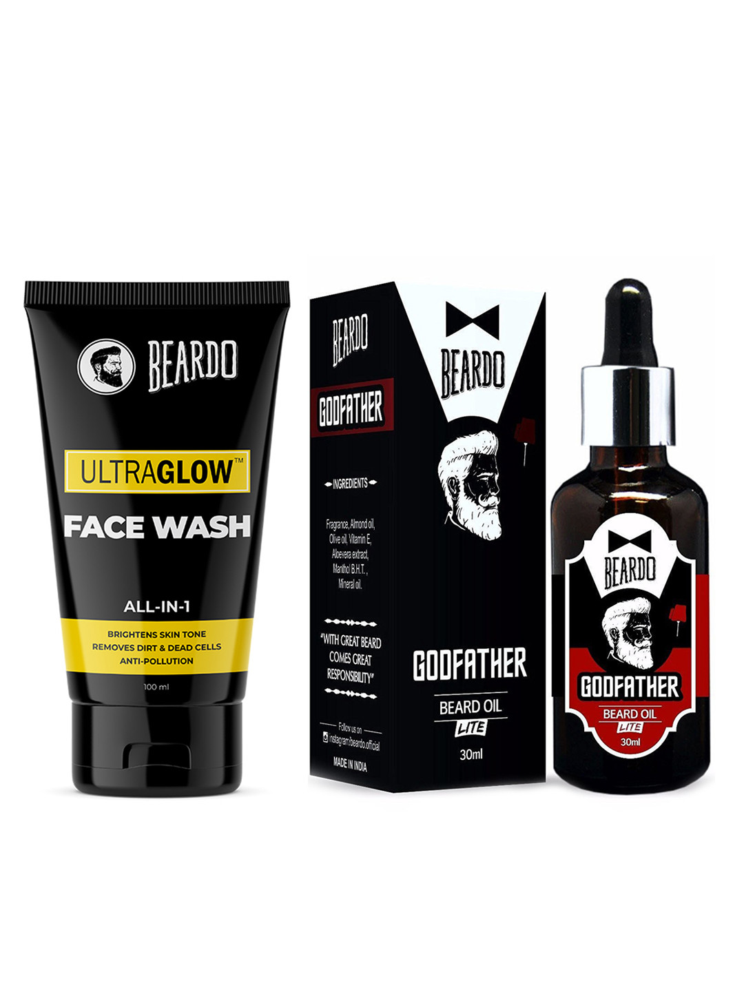 Buy BEARDO Godfather Lite Beard & Mustache Oil & Ultraglow All In 1