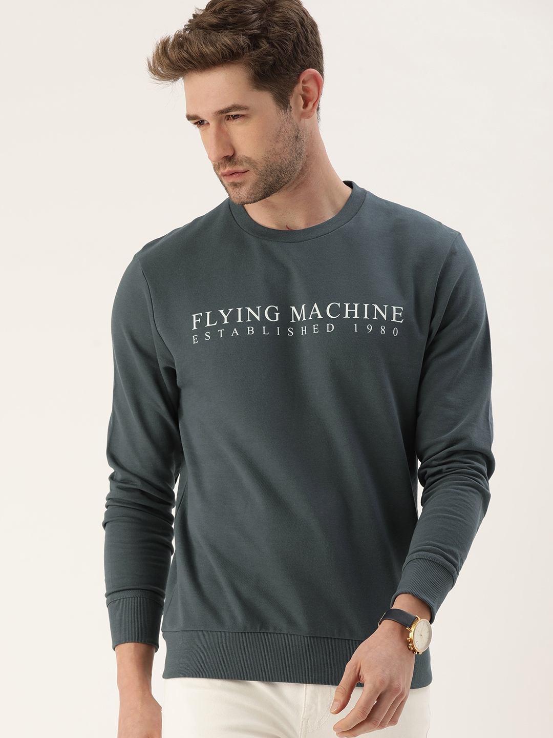 green sweat shirt