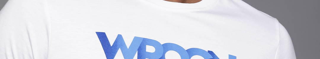 Buy WROGN Men White Brand Logo Printed Slim Fit T Shirt - Tshirts for ...