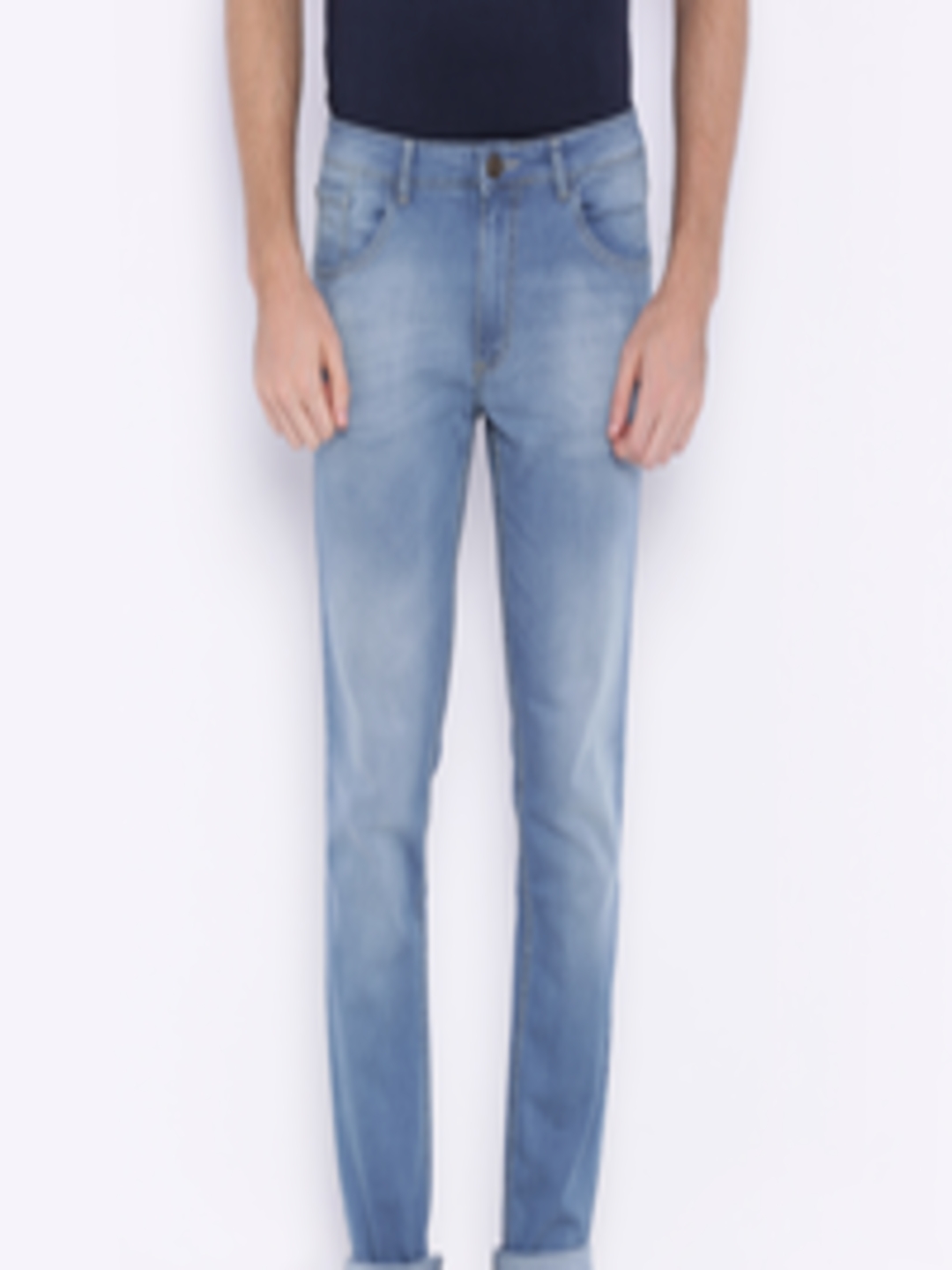 Buy Slub Men Blue Skinny Fit Mid Rise Low Distress Jeans - Jeans for ...
