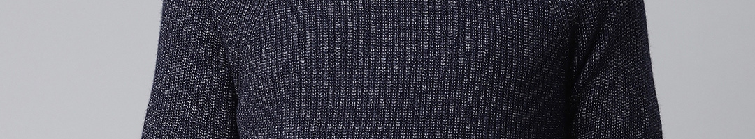 Buy Marks & Spencer Men Navy Blue Ribbed Pullover - Sweaters for Men ...