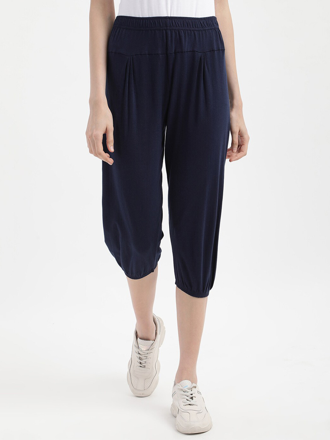 Buy V2 Value & Variety Women Navy Blue Solid Regular Fit Capris