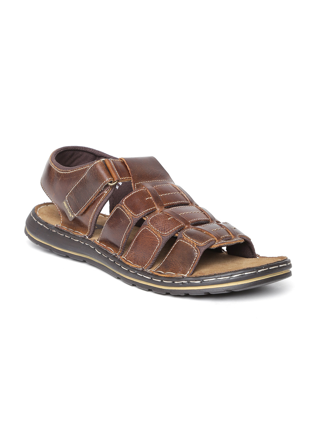 Buy Red Tape Men Brown Strappy Leather Sandals - Sandals for Men 1507122 | Myntra